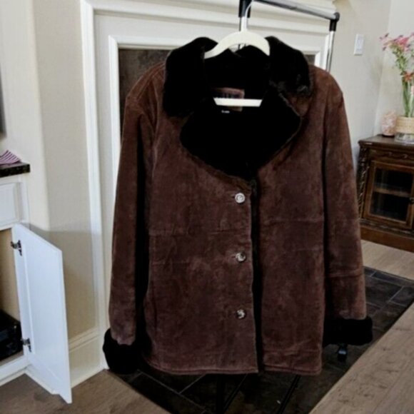 Gallery Genuine Leather Suede Faux Fur lining Jacket L - Picture 6 of 16